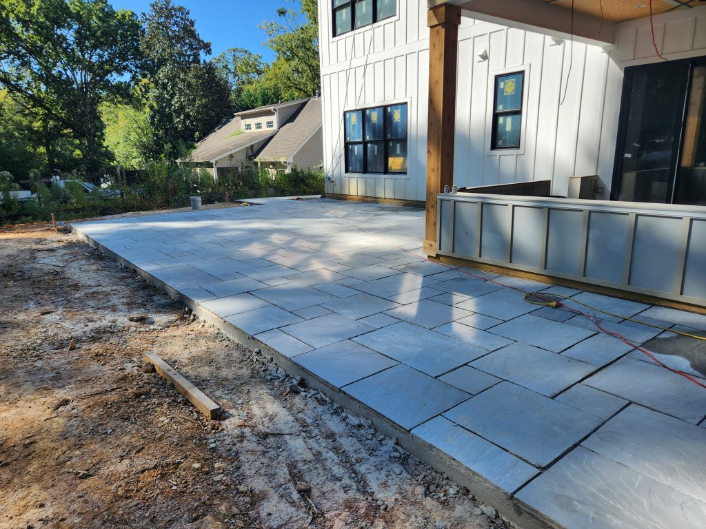 patterned bluestone patio