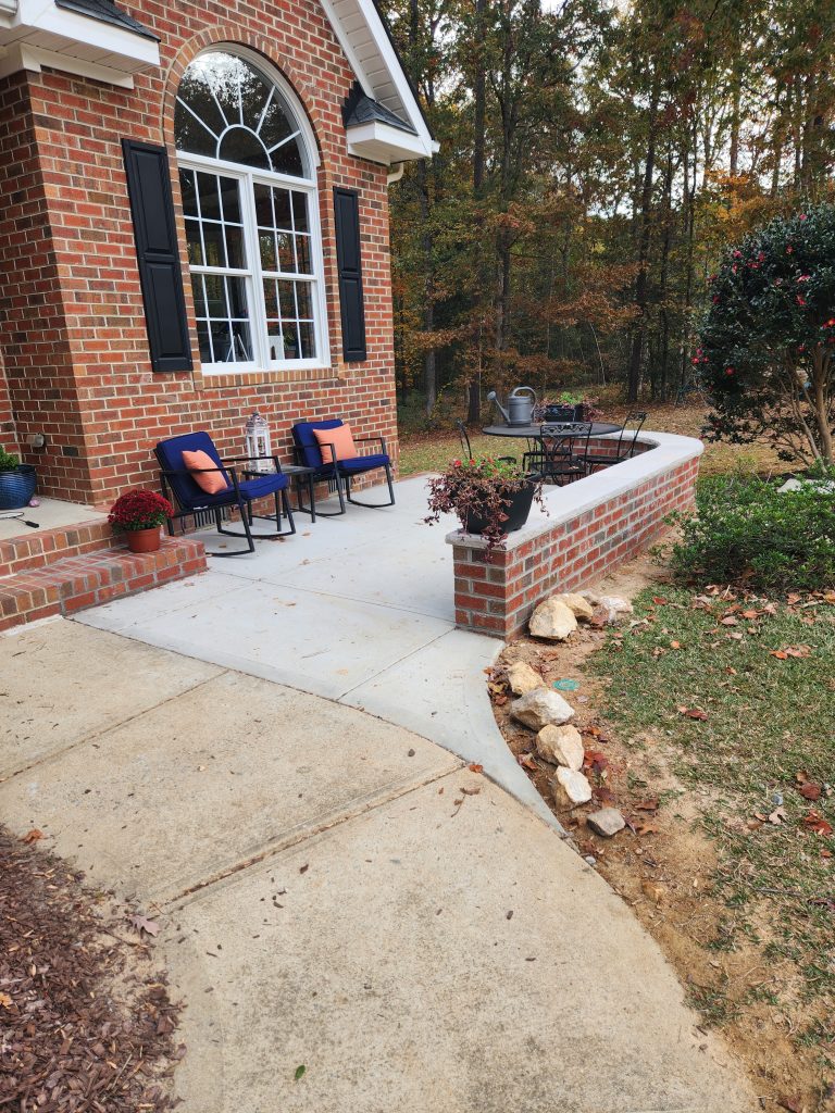 concrete patio seat wall